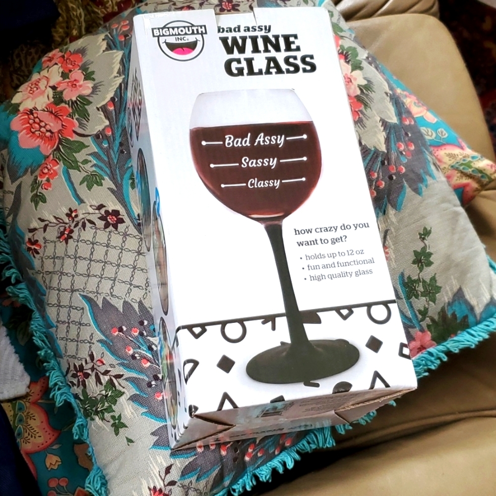 Big mouth Bad Assy Huge Jumbo wine glass 🍷funny  gift NIB
